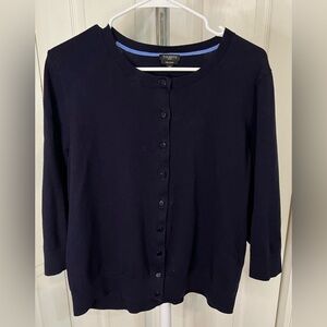 Talbots 2X Pima Cotton Navy Blue Cardigan Sweater